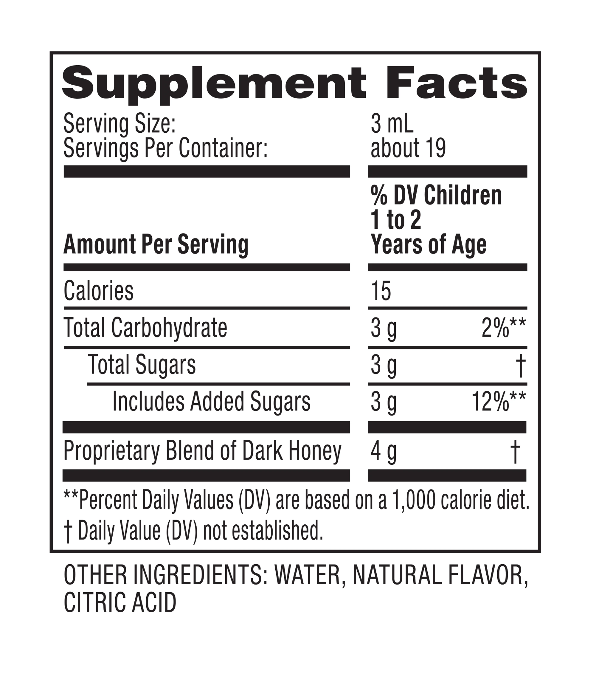 Zarbee’s® Soothing Baby Cough Syrup Nutrition Label